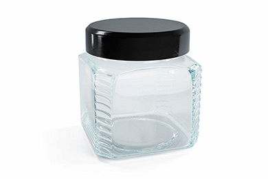 Słoik na produkty sypkie szklany "Rondo" 0,39 L, czarny